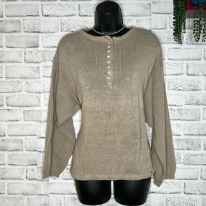 Fabrizio Henley Knit Sweater Ramie Size Small Vintage 90’s